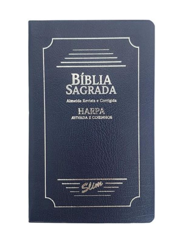 Bíblia Sagrada Slim | ARC | Harpa Avivada | Letra Normal | Capa Coverbook Azul