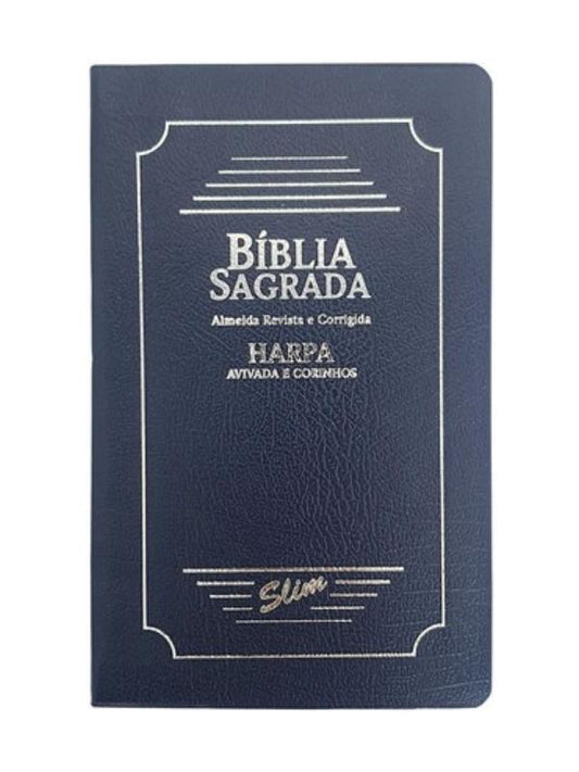 Bíblia Sagrada Slim | ARC | Harpa Avivada | Letra Normal | Capa Coverbook Azul