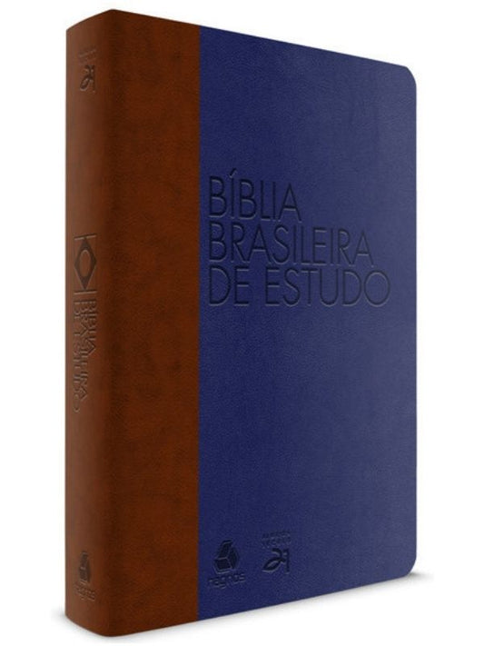 Bíblia brasileira de estudo, marrom-azul - Hagnos