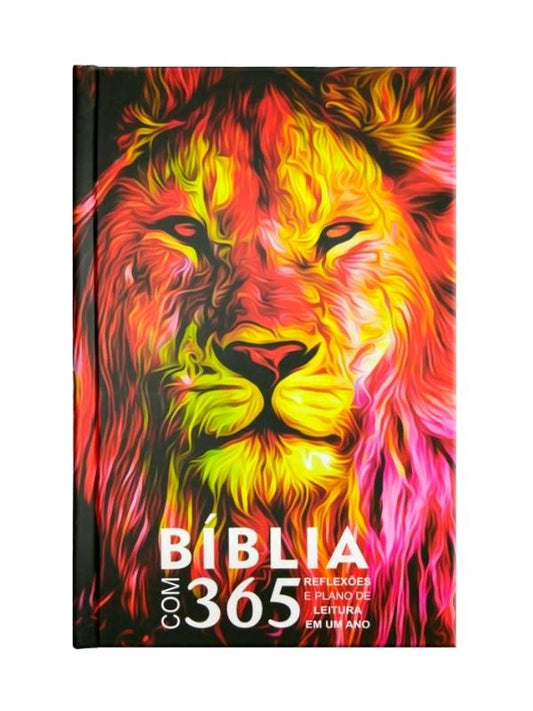 Bíblia com 365 Reflexões e Plano de Leitura | ARC | Hipergigante | Capa Dura Leão Fogo