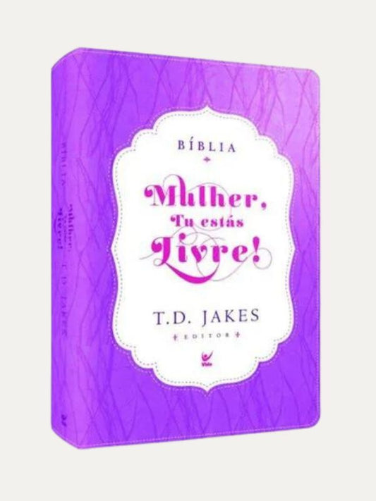 Bíblia Mulher Tu estás Livre | Roxo e Creme I CAPA IMPERFEITA