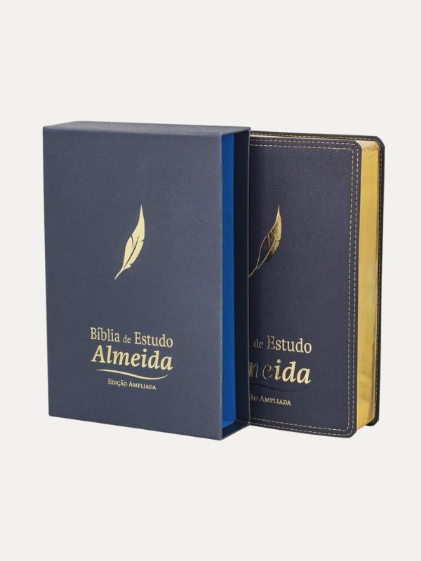 Bíblia de Estudo Almeida Edição Ampliada I NAA I Capa Luxo Azul Escuro