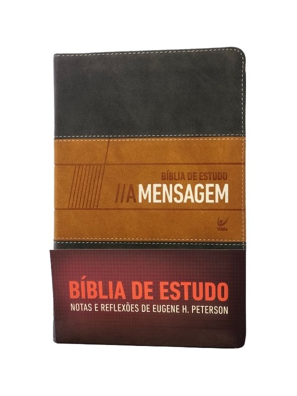 Bíblia de Estudo a Mensagem grafite e beige, Vida