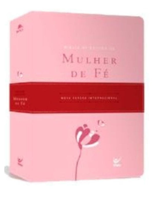 Bíblia de Estudo da Mulher de Fé, NVI Capa Luxo Rosa Claro e Vinho