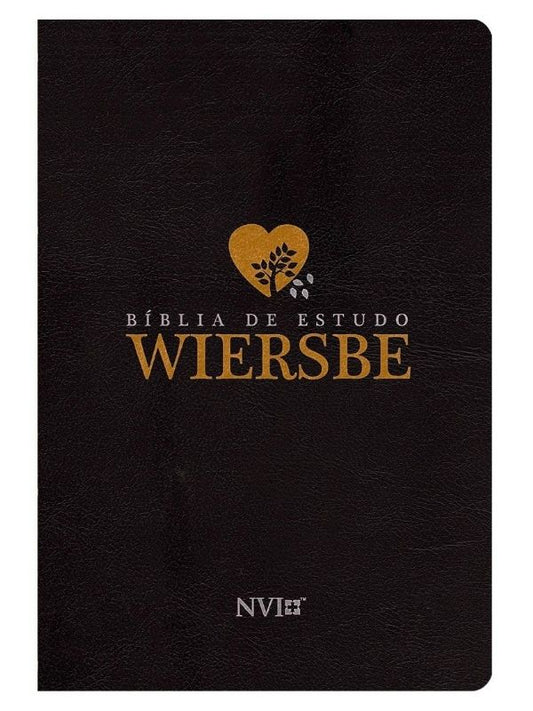 Bíblia de estudo Wiersbe luxo preta NVI - GEO