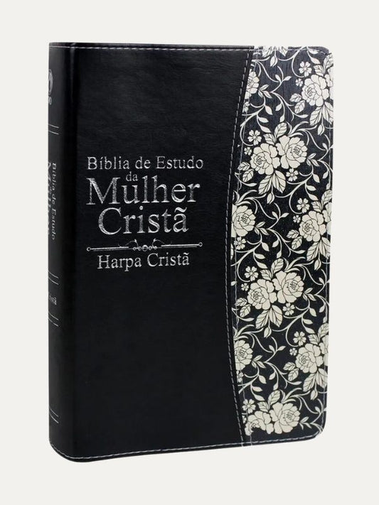 Bíblia de estudo da Mulher Cristã | Média | Preta com harpa
