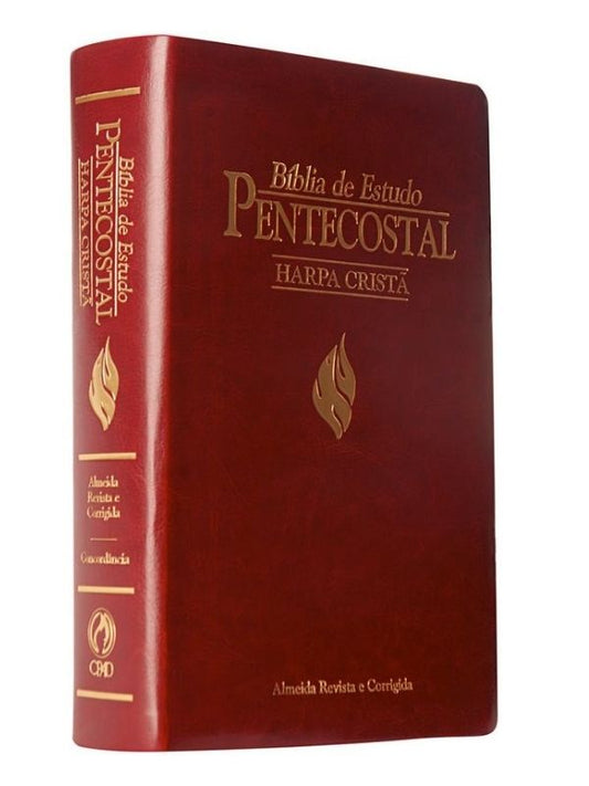 Bíblia de estudo pentecostal media com harpa vinho - CPAD