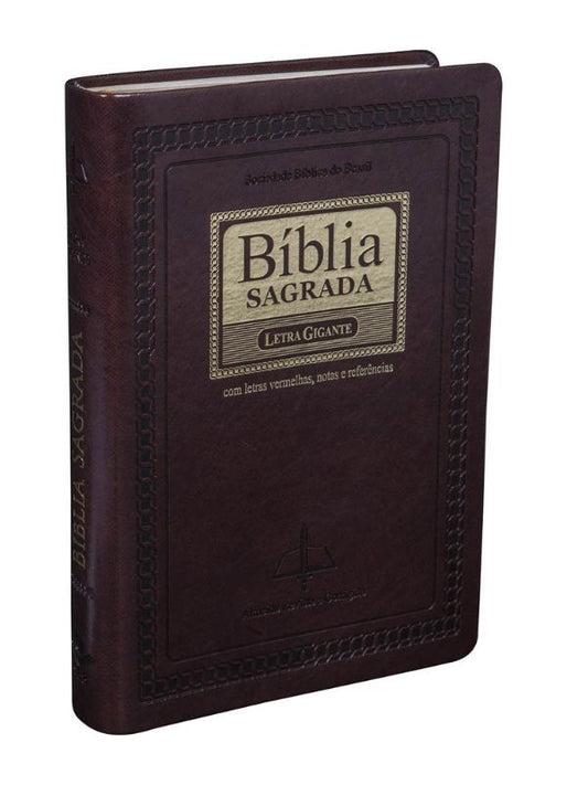 Bíblia letra Gigante c/indice marrom nobre - ARC - SBB