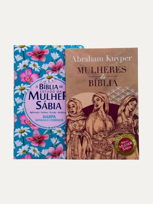 Box Bíblia de Estudo Mulher Sábia + Livro Mulheres da Bíblia