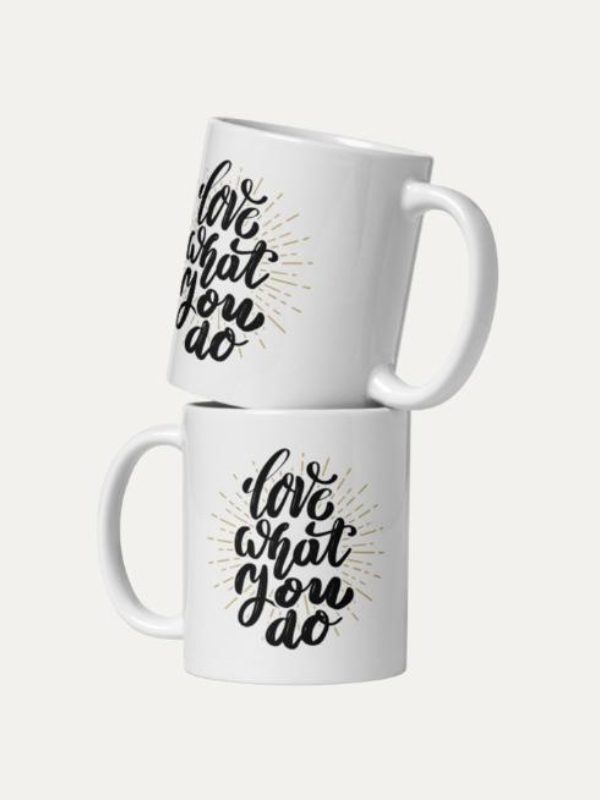 Love what you do I Caneca de Cerâmica Branca I Média 12oz