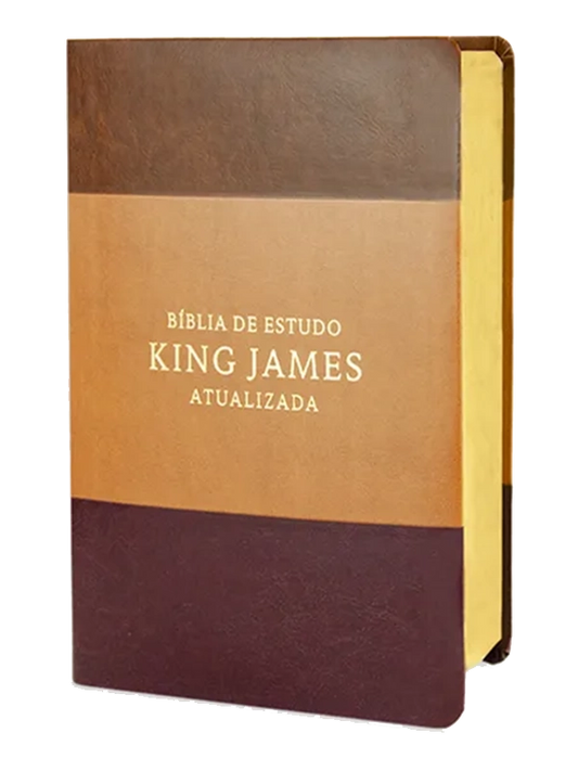 Bíblia KJA Estudo Full Color I Capa Bordô Caramelo e Marrom
