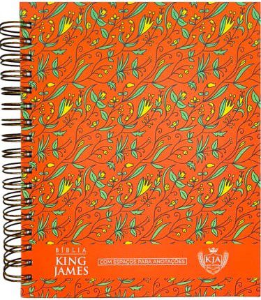 Bíblia King James I KJA I Anote I Espiral Vermelho Flores