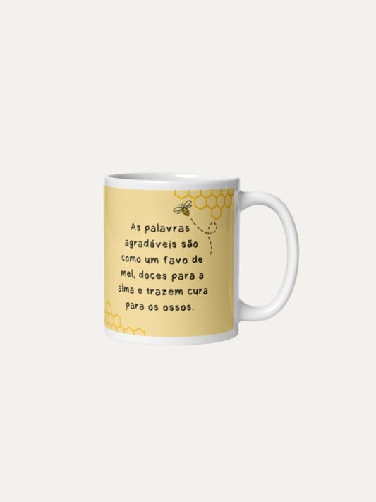 Favo de Mel I Caneca de Cerâmica Branca I 15oz