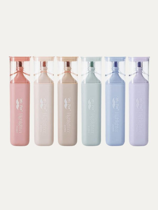 Marcadores I Ponta de Cinzel I 6 Unidades Cores Pastéis