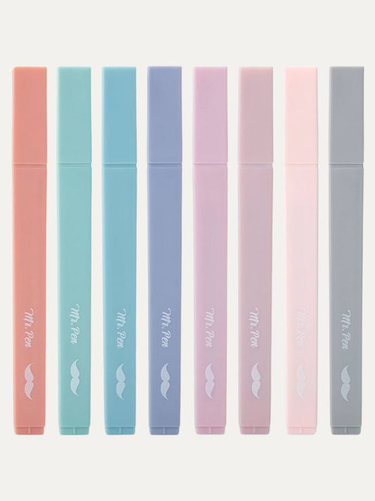 Marcadores I Ponta de Cinzel I 8 Cores Pastéis