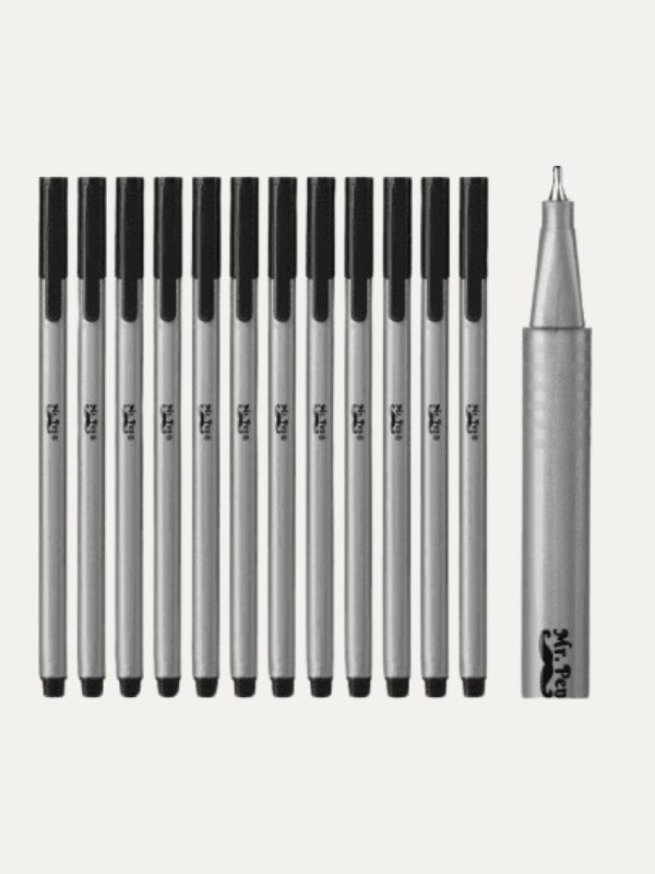 Mr. Pen I Caneta Preta ponta Fina I 12 Unidades