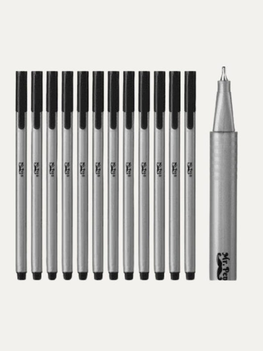 Mr. Pen I Caneta Preta ponta Fina I 12 Unidades