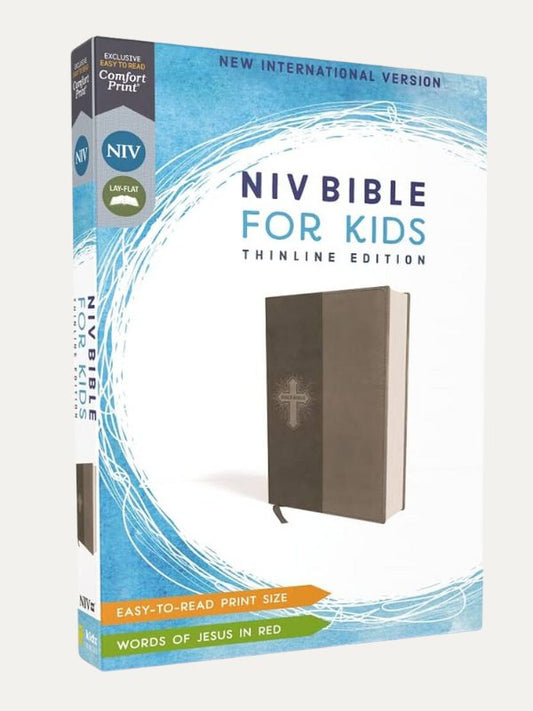 NIV Comfort Print Bible for Kids, Imitation Leather I Gray