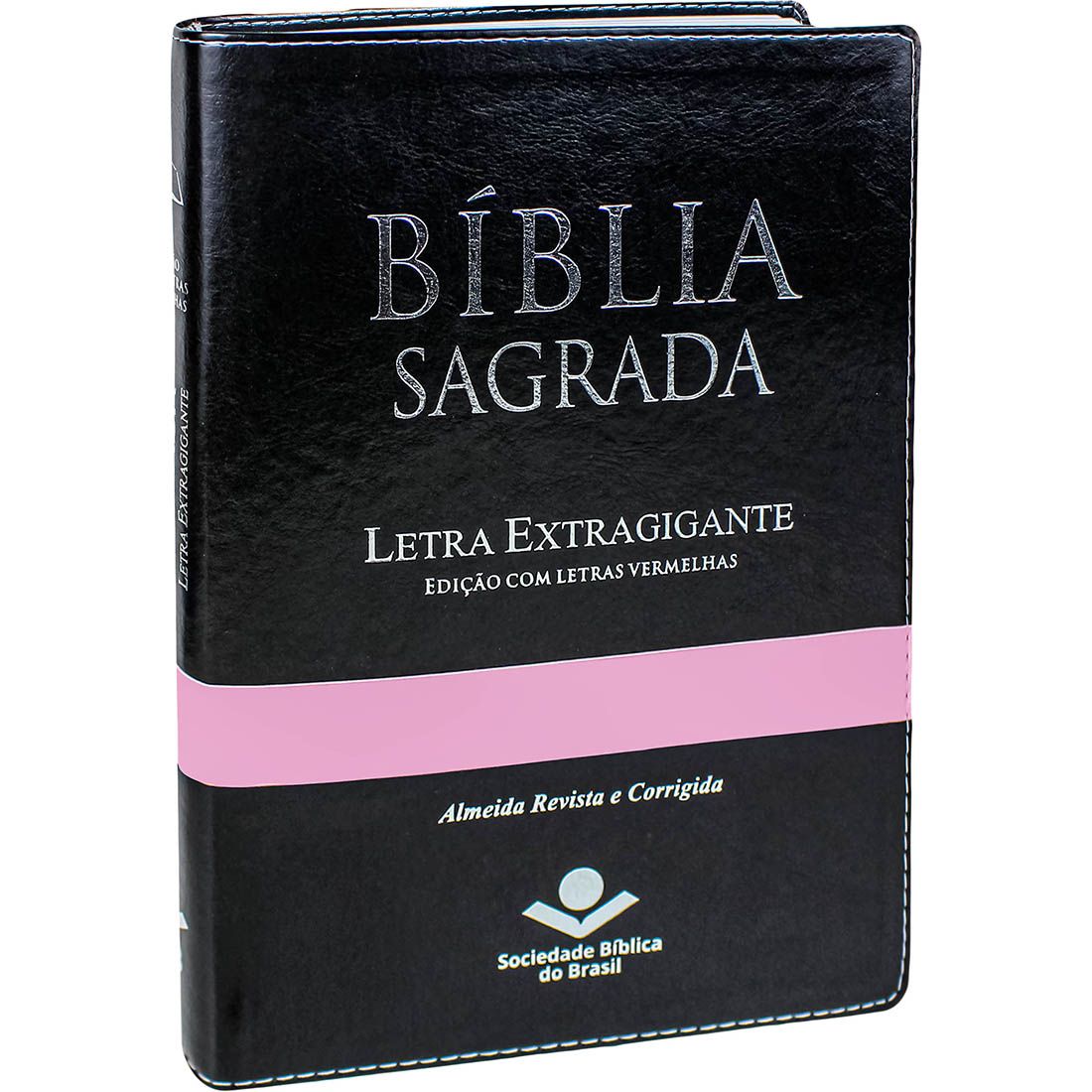 Bíblia Sagrada Letra Extragigante I ARC I Capa Preta Faixa Rosa