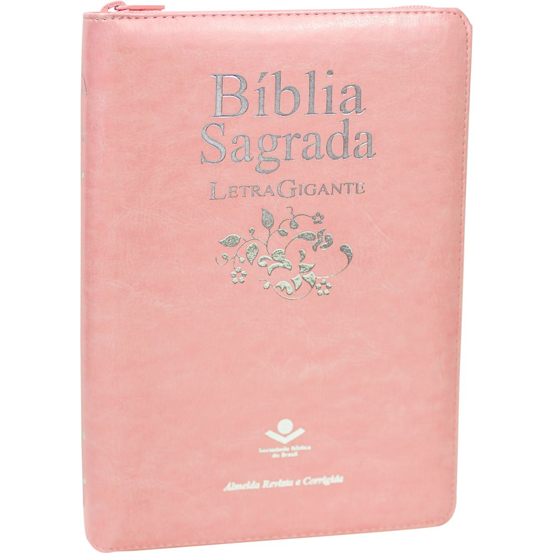 Bíblia Sagrada Letra Gigante I Zíper e Índice I ARC I Rosa Claro