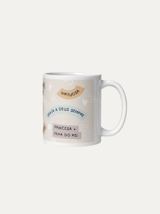 Virtudes I Caneca de Ceramica Branca I Grande 15oz
