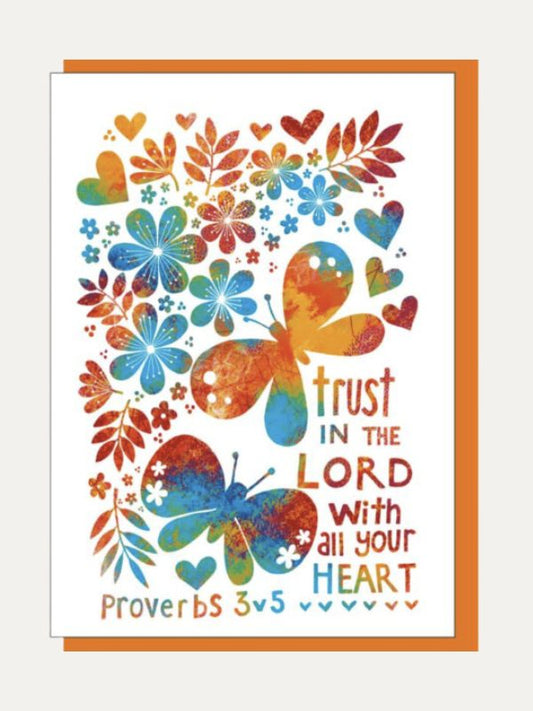 Trust in the Lord Butterflies Greetings Card I Cartão