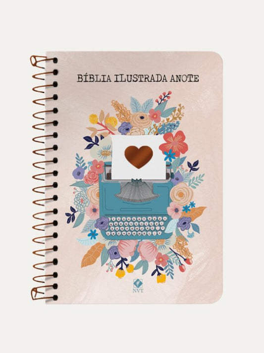 Bíblia Ilustrada Anote NVT espiral - Florescer