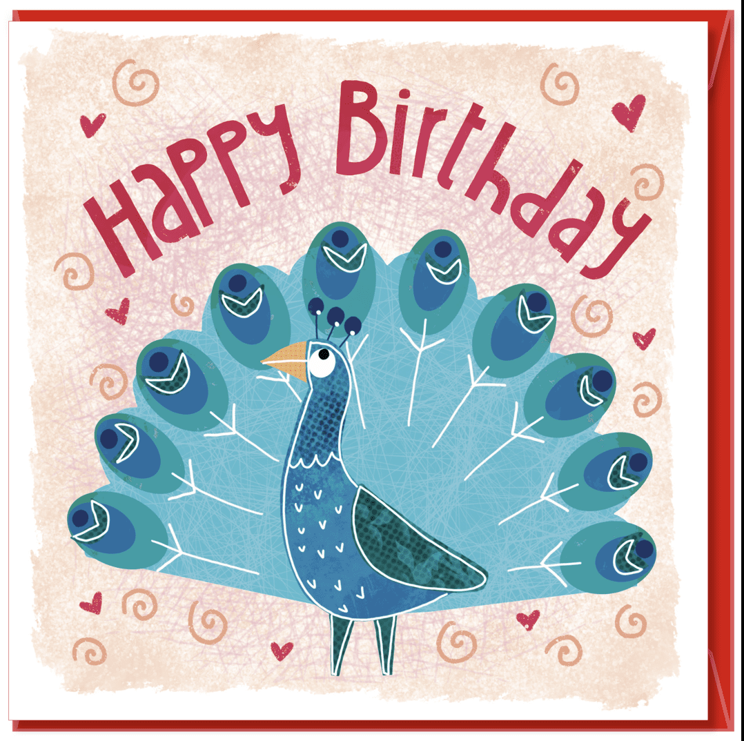 Birthday Peacock Greetings Card I Cartão